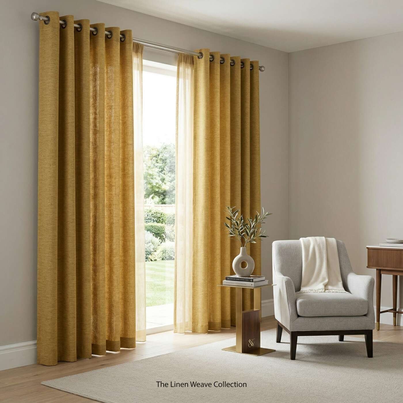 Rideaux Ester ocre à oeillets - Image 9