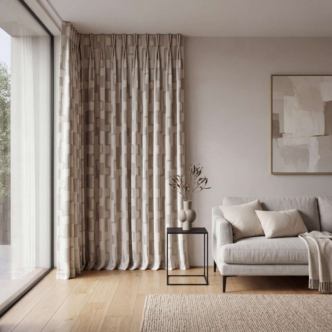 Rideaux Lazul beige à plis flamands - Image 2